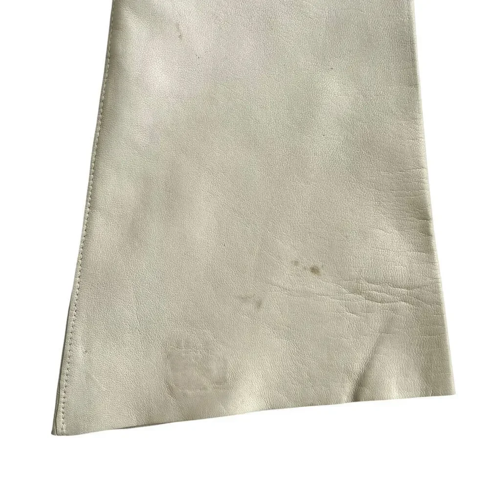 Vintage Kidskin Bone White Italian Leather Forearm Long Evening Gloves Sz 6/6.5